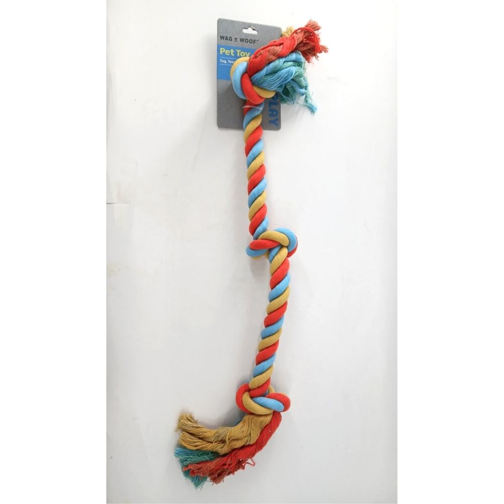 Wag N' Woof Colorful Braided Dog Rope Pet Toy Tug Fetch Play